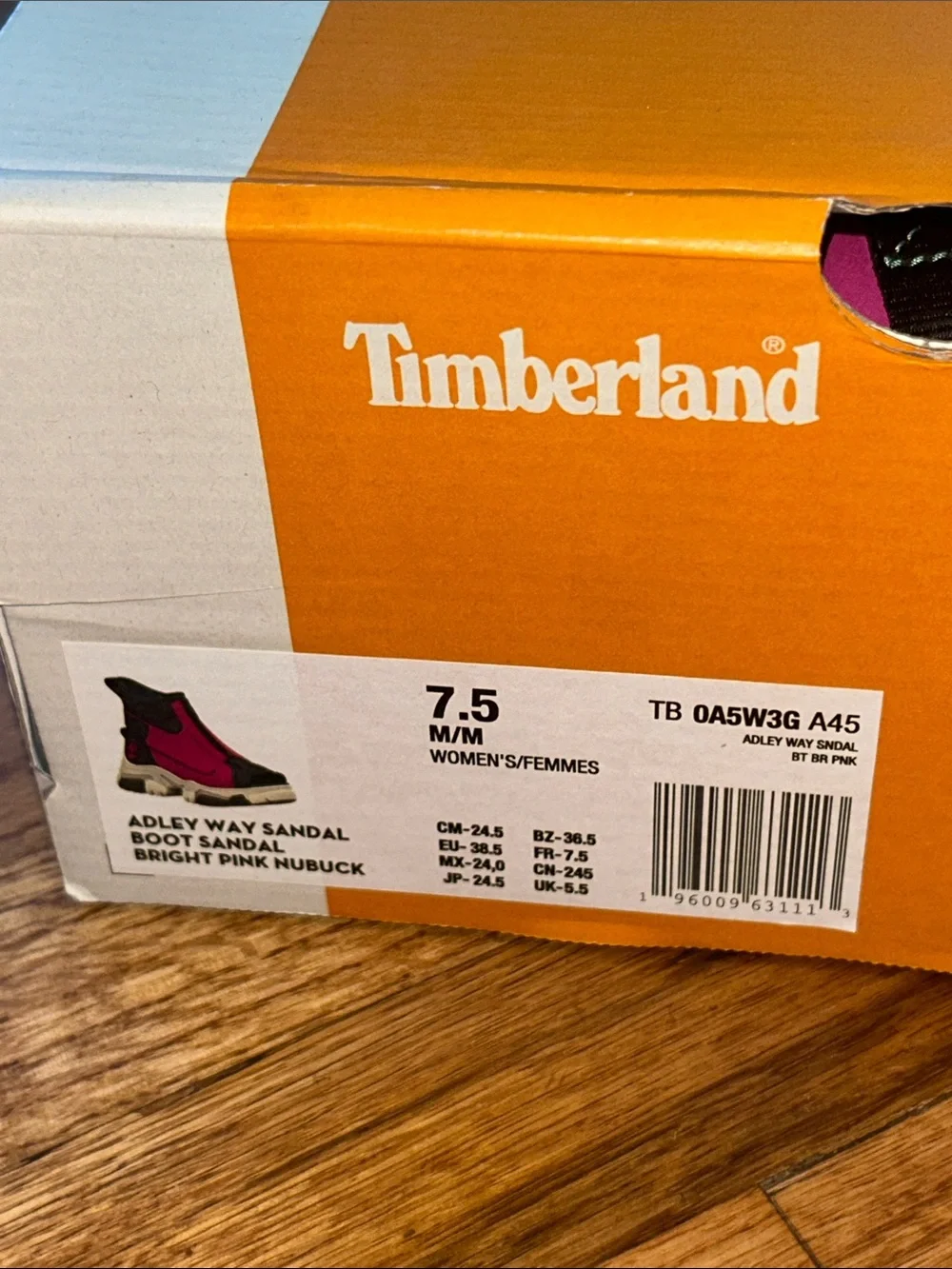 Womens Timberland Adley Way Boot Sandal Bright Pink Nubuck sz 7.5